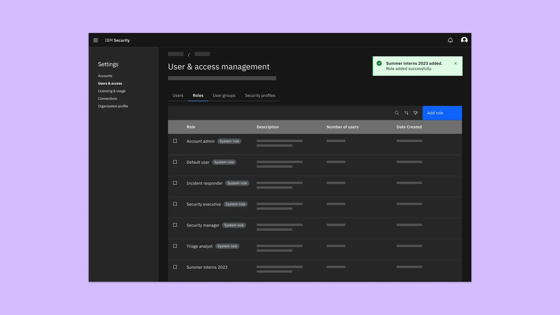 The proposed roles interface for QRadar Suite access control