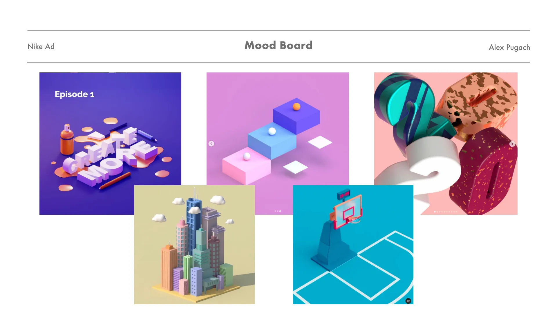 Mood board of low-poly work collected from Instagram and Dribbble