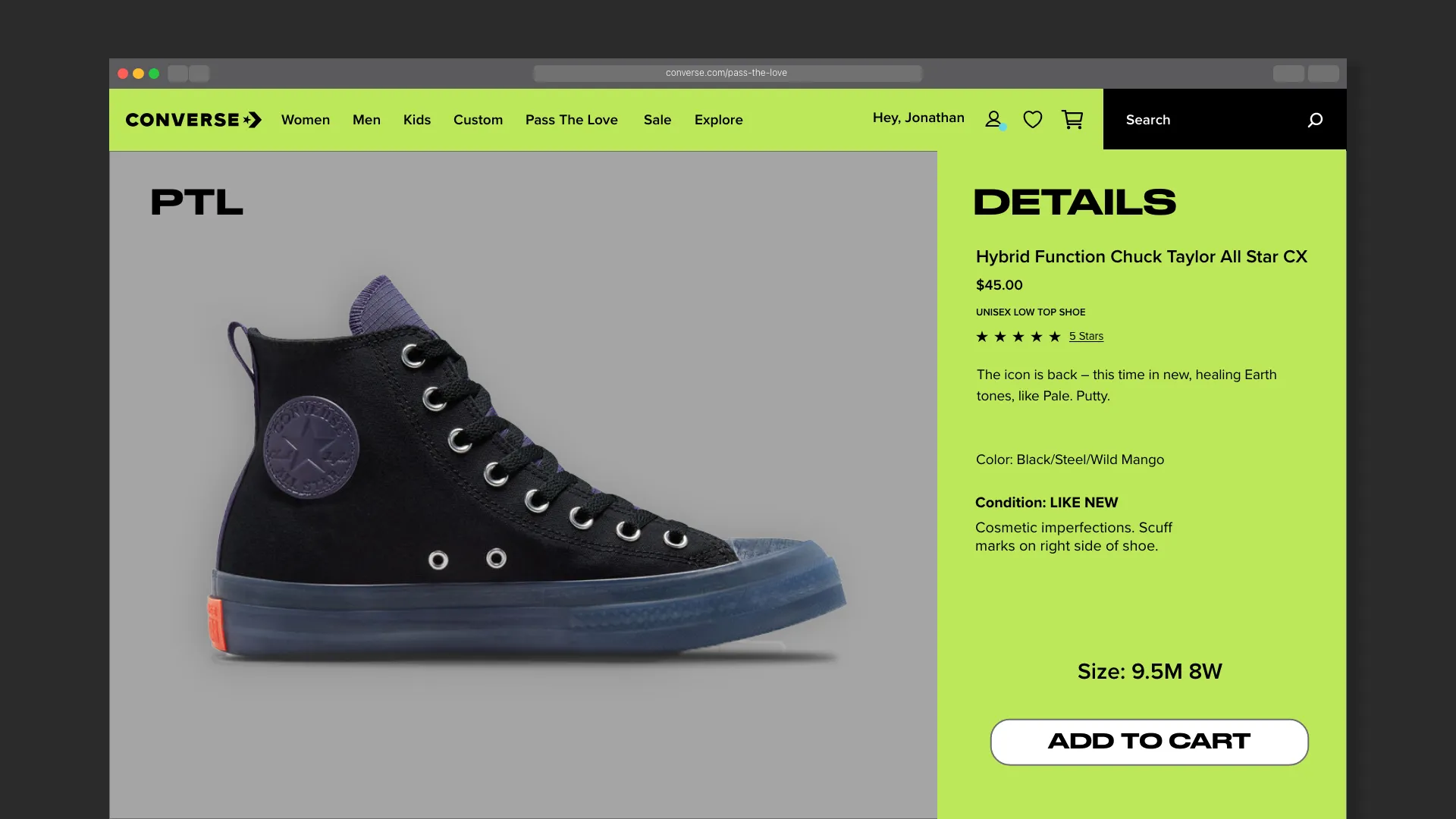 Layout exploration drawing on Converse.com and existing resale sites