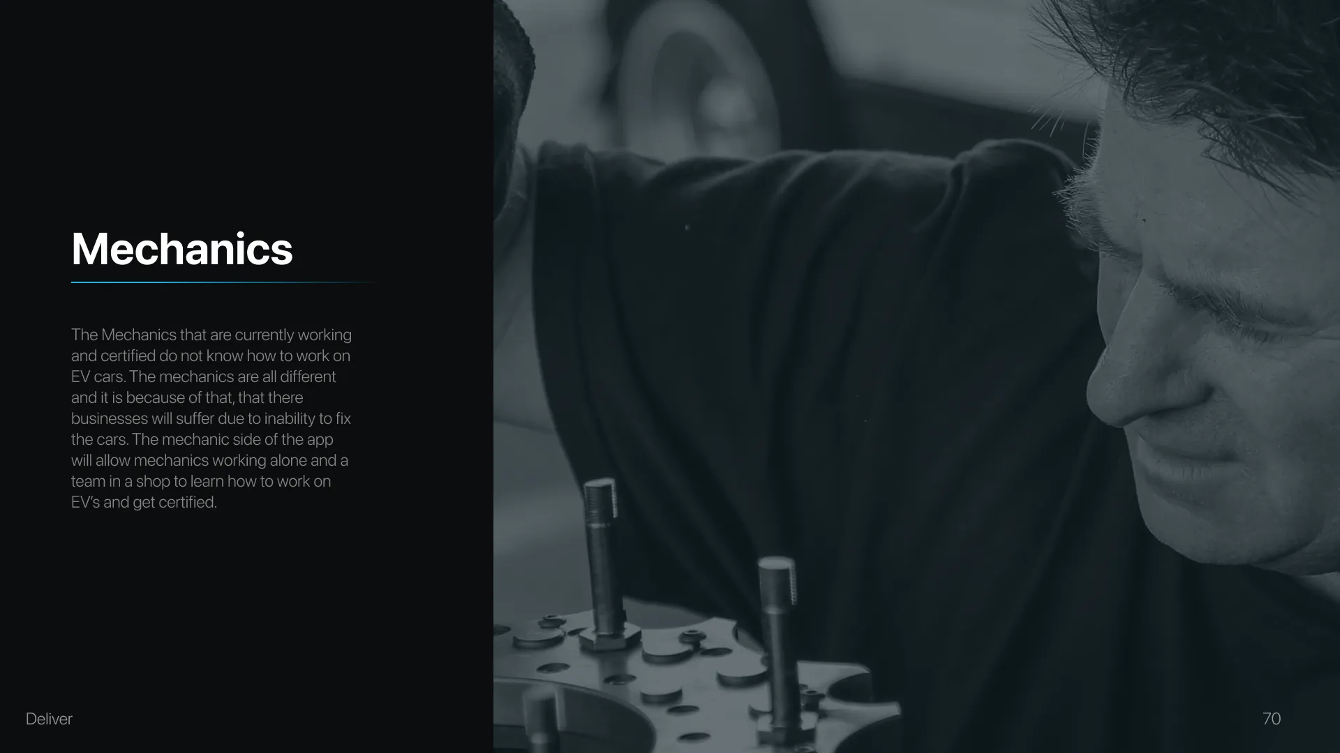 Mechanics section title over a photograph of a mechanic at work