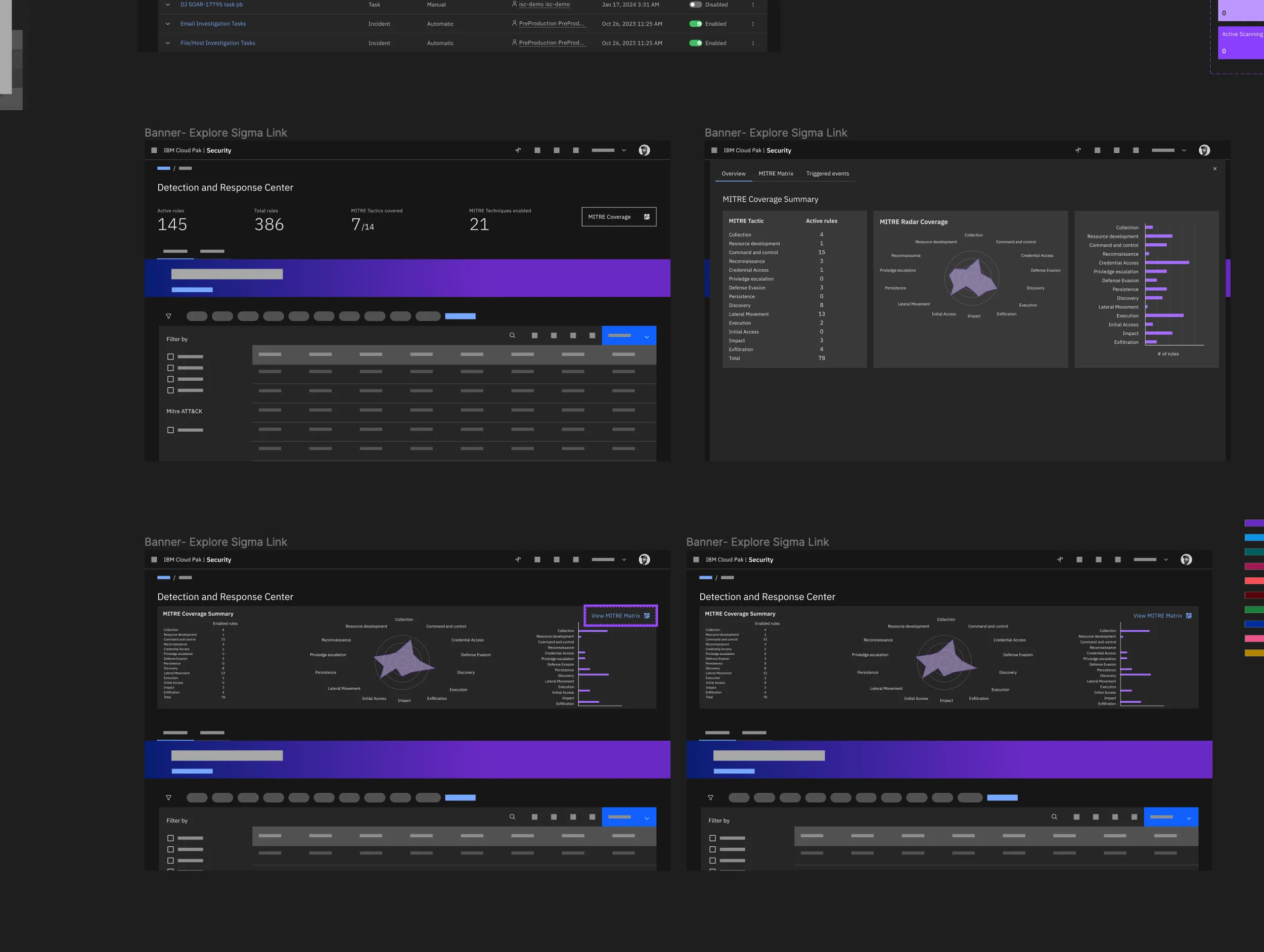 Low-fidelity explorations of MITRE coverage placement and data visualization